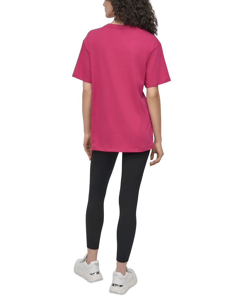Dkny Sport Women's Varsity Satin Logo Oversized Cotton T-Shirt