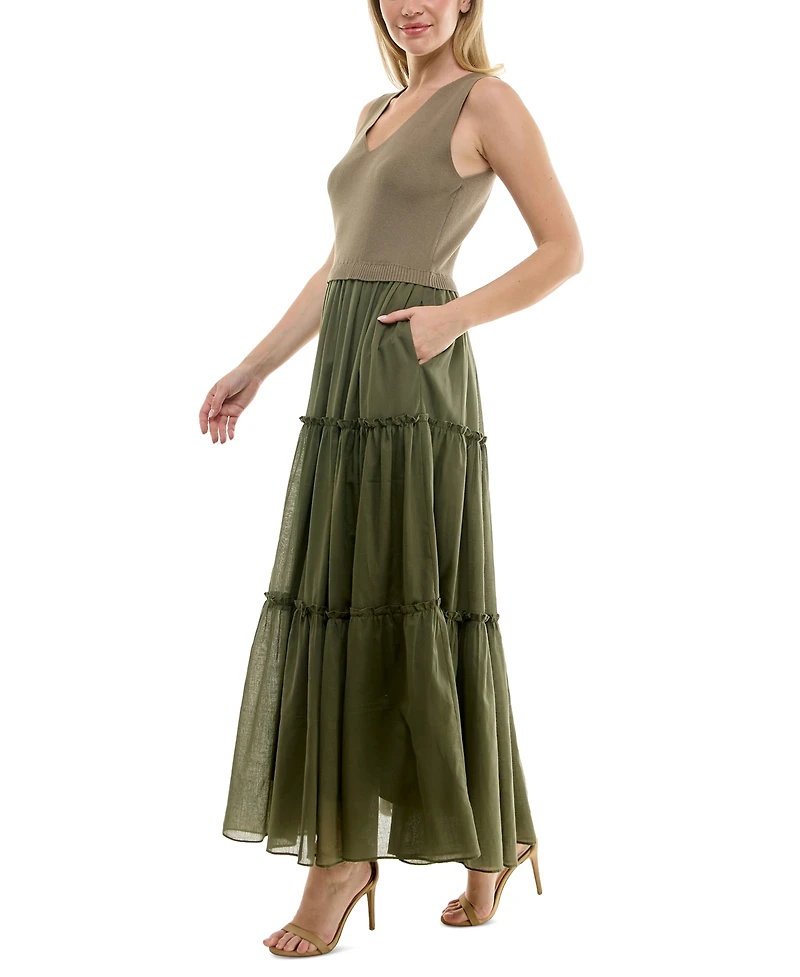 Taylor Women's Sleeveless Tiered Maxi Dress