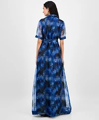 julia jordan Women's Floral-Print Short-Sleeve Maxi Shirtdress
