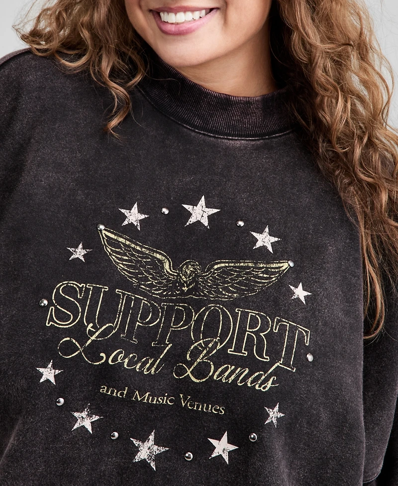 And Now This Trendy Plus Cotton Stud-Trim Graphic Sweatshirt, Macy's Exclusive