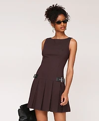 Avec Les Filles Boat-Neck Sleeveless Short Fit & Flare Dress