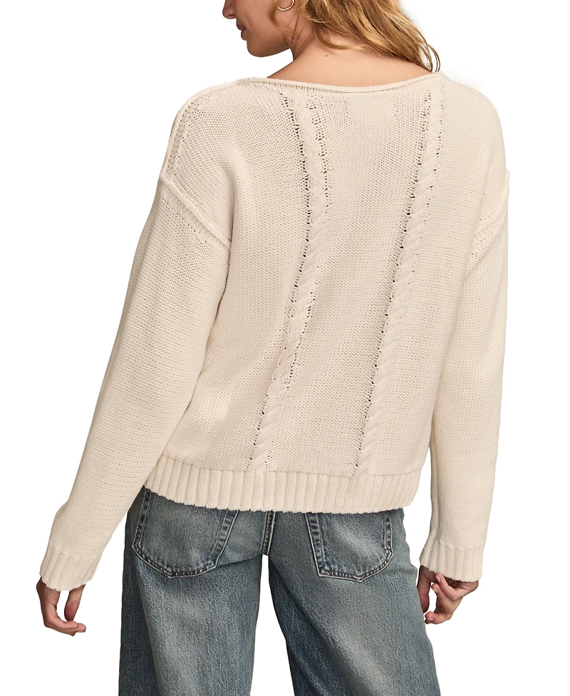 Lucky Brand Women's 90S Graphic Cotton Crewneck Sweater