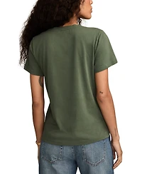 Lucky Brand Women's Embroidery Lotus Classic Cotton T-Shirt