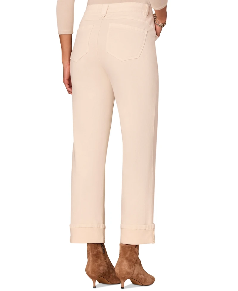Democracy Petite "Ab"solution Embroidered High-Rise Round Up Boyfriend Jeans