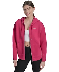 Dkny Sport Women's Studded Mini-Logo Full-Zip Fleece Hoodie