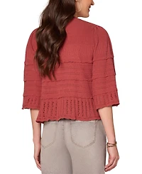 Democracy Petite Cotton Bell-Sleeve Crewneck Sweater