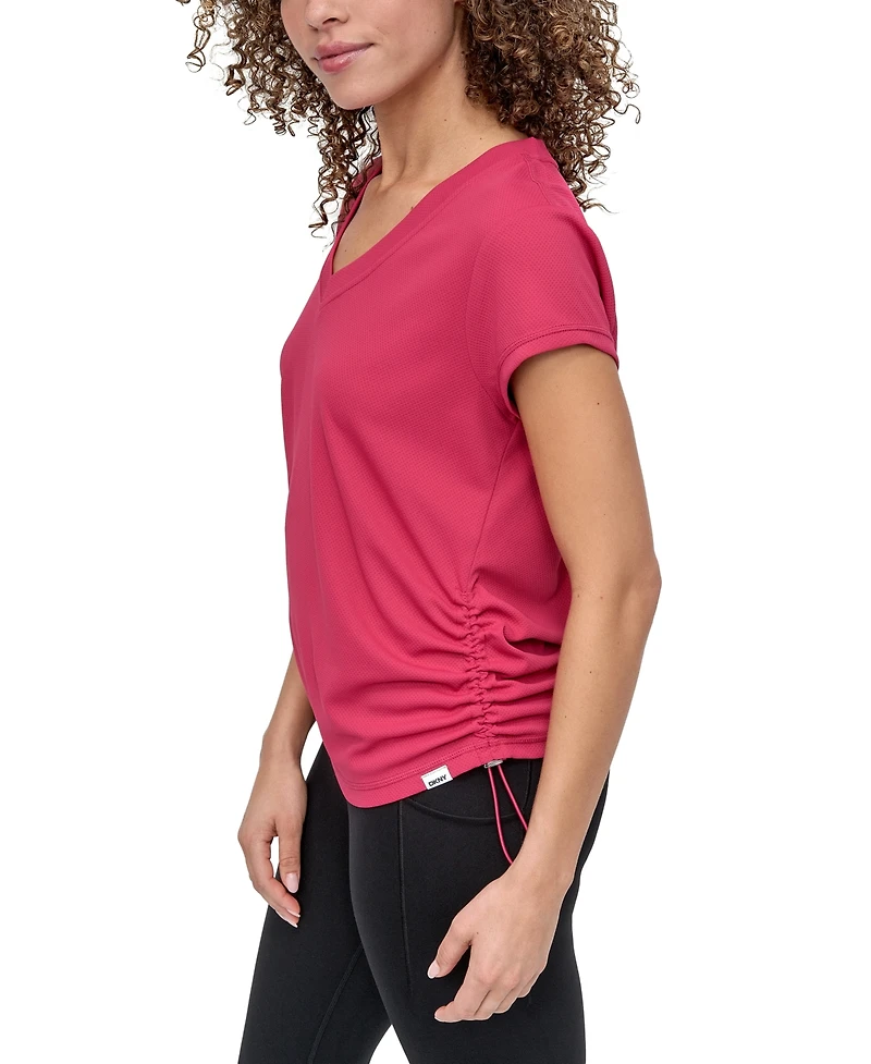 Dkny Sport Women's Crewneck Short-Sleeve Side-Ruched Top
