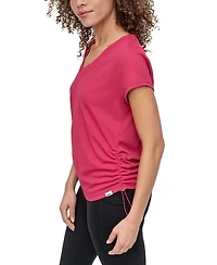 Dkny Sport Women's Crewneck Short-Sleeve Side-Ruched Top