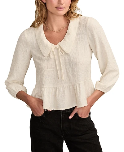 Lucky Brand Women's Crinkled Peter Pan Collar Blouse