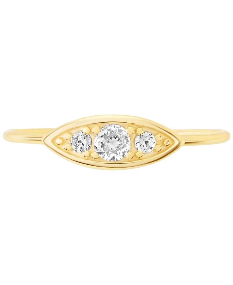 Cubic Zirconia Trio Accent Ring in 18k Gold-Plated Sterling Silver