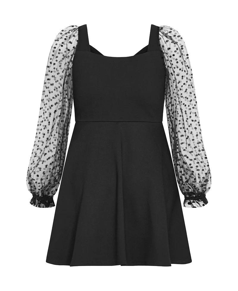 City Chic Women's Asher Spot Sleeve Skater Dress