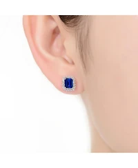 Rachel Glauber Square Stud Earrings with Colored Cubic Zirconia