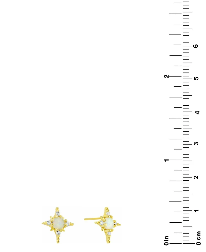 Simulated Opal & Cubic Zirconia Star Stud Earrings (1/2 ct. t.w.) in 18k Gold-Plated Sterling Silver