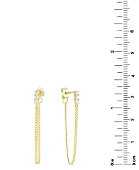 Cubic Zirconia Three Stone Chain Drop Earrings in 18k Gold-Plated Sterling Silver, Exclusively at Macy's