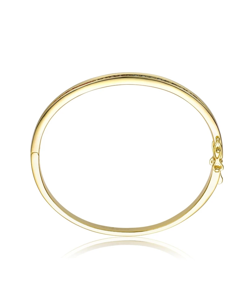 Rachel Glauber 14K Gold Plated with Multi-Colored Cubic Zirconia Bangle Bracelet