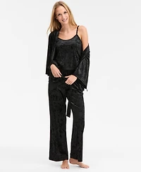 I.n.c. International Concepts Women's 3-Pc. Crushed Velvet Pajama Set, Macy's Exclusive