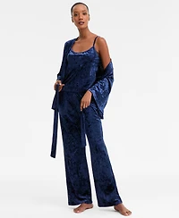 I.n.c. International Concepts Women's 3-Pc. Crushed Velvet Pajama Set, Macy's Exclusive
