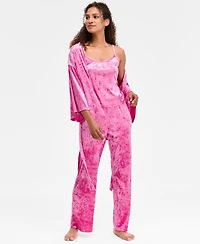 I.n.c. International Concepts Women's 3-Pc. Crushed Velvet Pajama Set, Macy's Exclusive