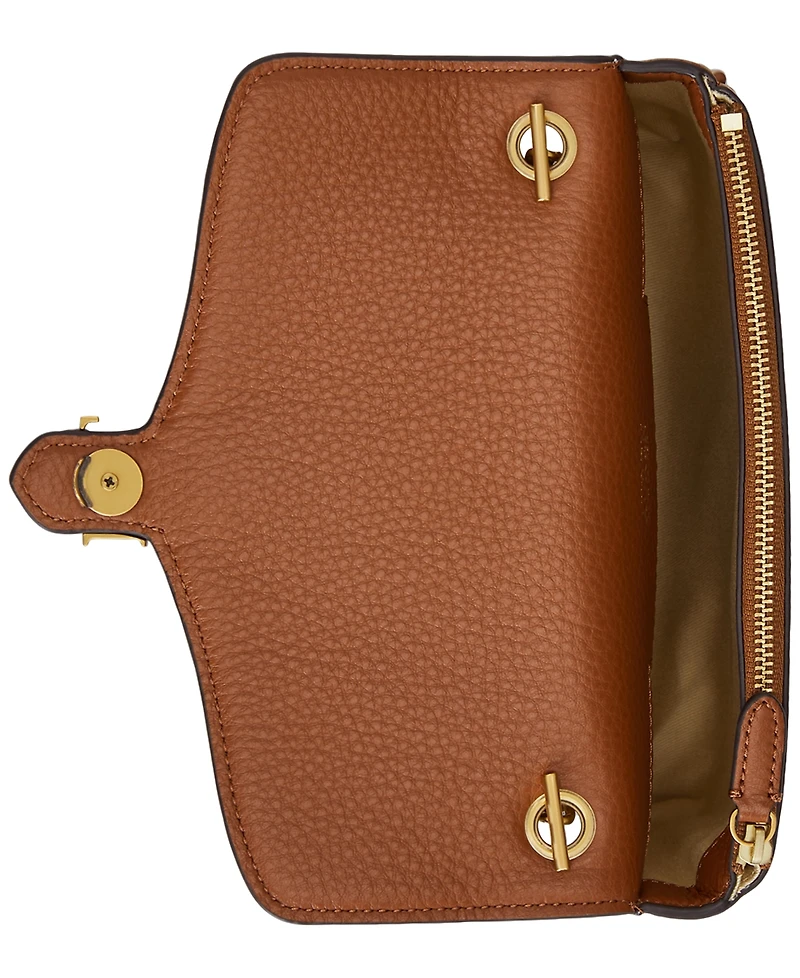 Lauren Ralph Bradley Small Pebbled Leather Crossbody Wallet