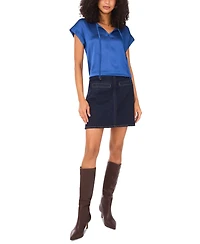 Vince Camuto Women's Solid-Color Tie-Neck Short-Sleeve Blouse