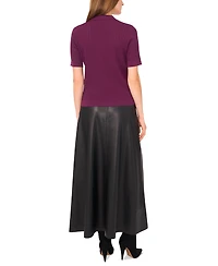 Vince Camuto Women's Pointelle Short-Sleeve Button-Front Top