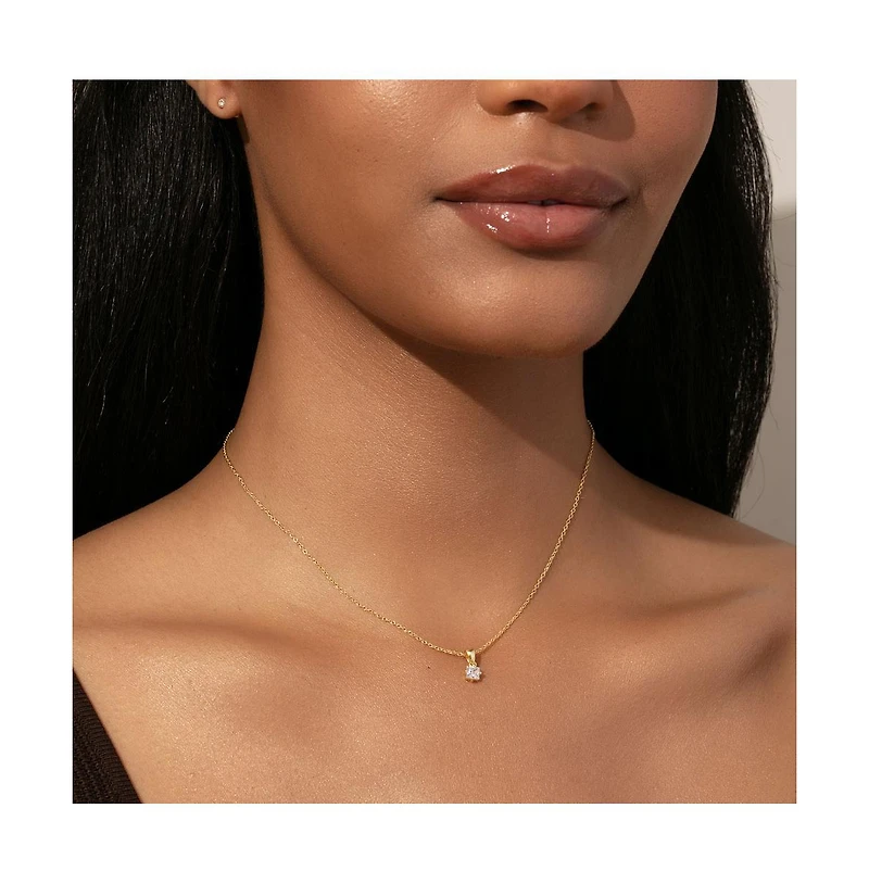 14k Gold-Plated Leading Lady Pendant Necklace, 14" + 2" extender