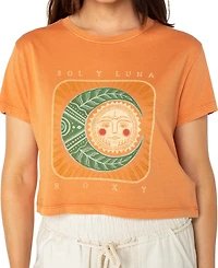 Roxy Juniors' Sol Y Luna Graphic Crewneck Short-Sleeve Cotton T-Shirt
