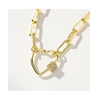 14K Gold-Plated Locked Heart Necklace, 18" + 2" extender
