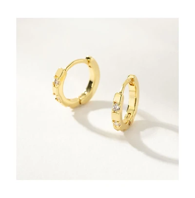 14k Gold-Plated Runway Huggie Earrings, 0.5"