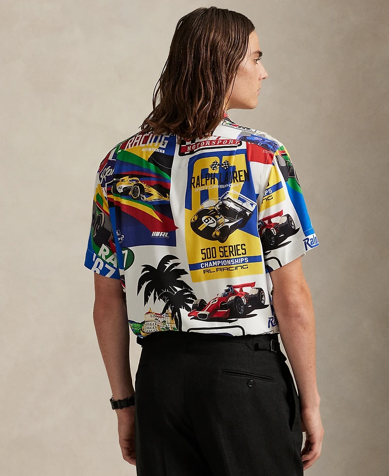 Polo Ralph Lauren Men's Classic-Fit Racing-Print Camp Shirt