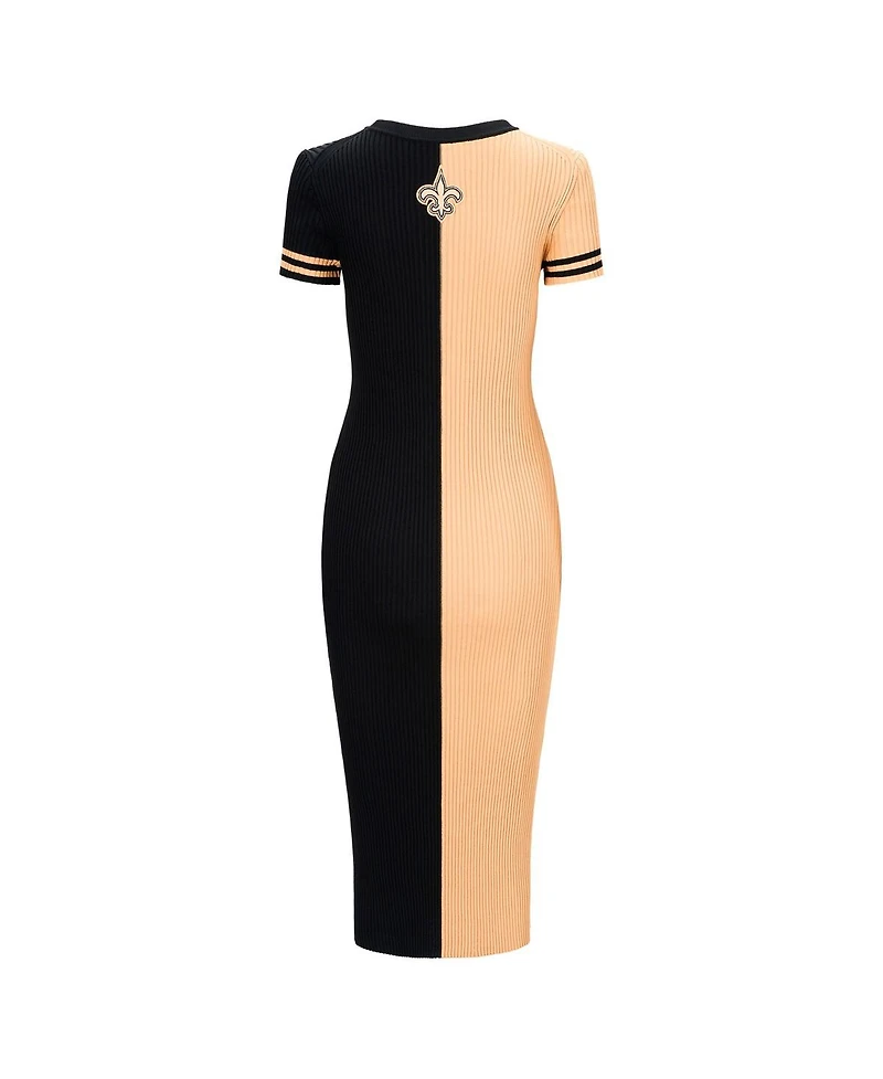 Staud Women's Gold/Black New Orleans Saints Colleen Dress