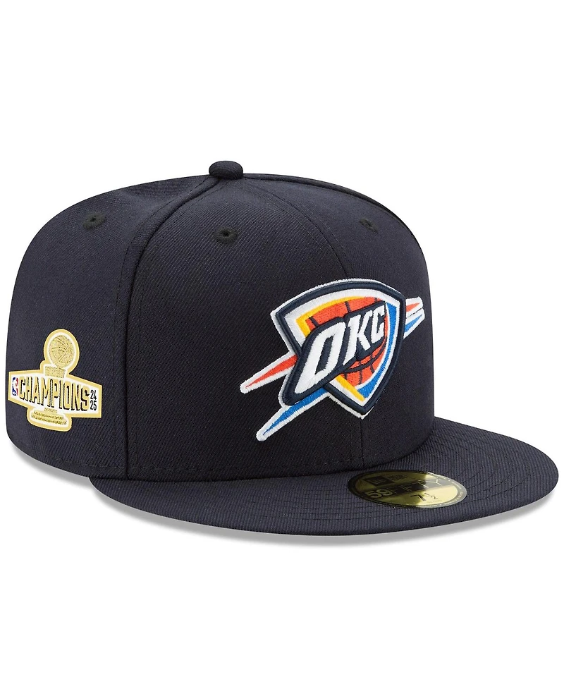 New Era Men's Navy Oklahoma City Thunder 2025 Nba Finals Champions Side Patch 59FIFTY Fitted Hat
