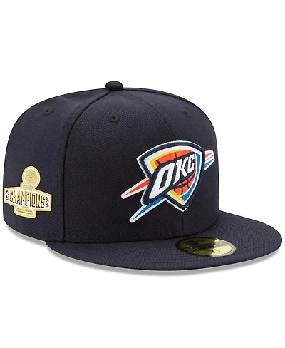 New Era Men's Navy Oklahoma City Thunder 2025 Nba Finals Champions Side Patch 59FIFTY Fitted Hat