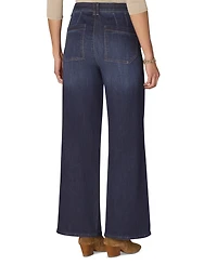 Democracy Petite "Ab"solution Skyrise Tulip-Hem Wide-Leg Jeans