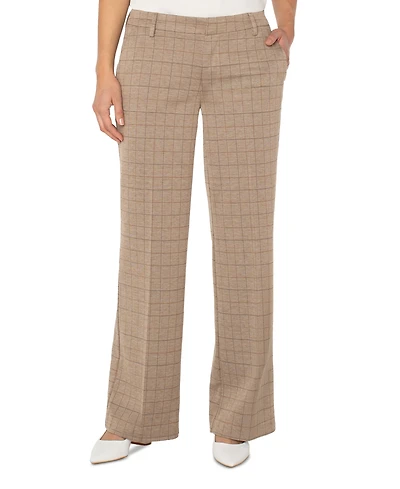 Liverpool Los Angeles Petite Kelsey Check Wide-Leg Pants