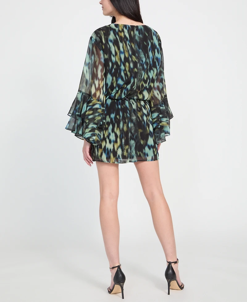Guess Women's Belted Chiffon A-Line Dress