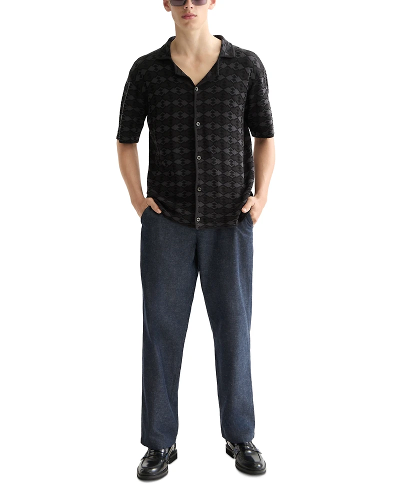 Scotch & Soda Men's Short Sleeve Tone on Button-Front Shirt
