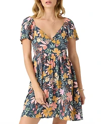 O'Neill Juniors' Carina Floral-Print V-Neck Mini Dress