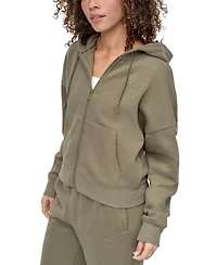 Dkny Women's Silicone Logo Full-Zip Hoodie