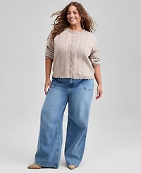 And Now This Trendy Plus Pointelle Knit Cardigan, Macy's Exclusive