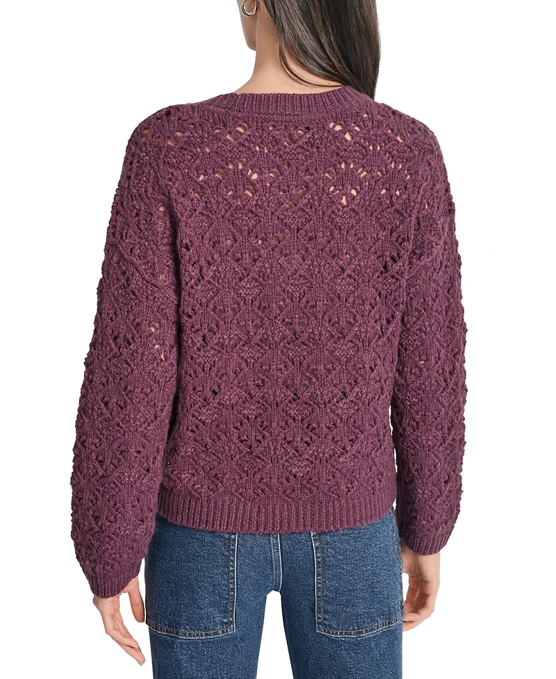 Dkny Jeans Petite Pointelle Crewneck Sweater