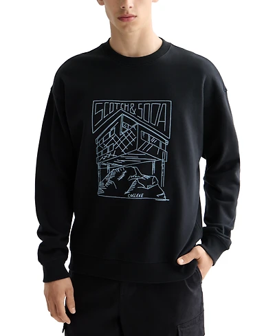 Scotch & Soda Men's Relaxed Fit Long Sleeve Logo Graphic Sweatshirt