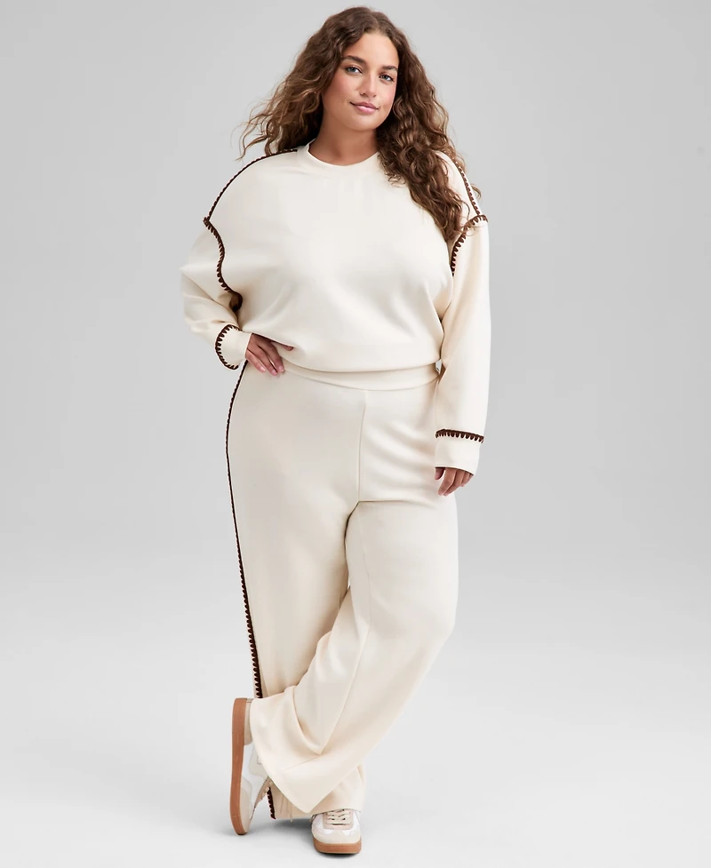 And Now This Trendy Plus Size High-Rise Whipstitch Scuba Pants, Macy's Exclusive