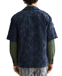 Scotch & Soda Men's Relaxed Fit Short Sleeve Button-Front Jacquard Shirt