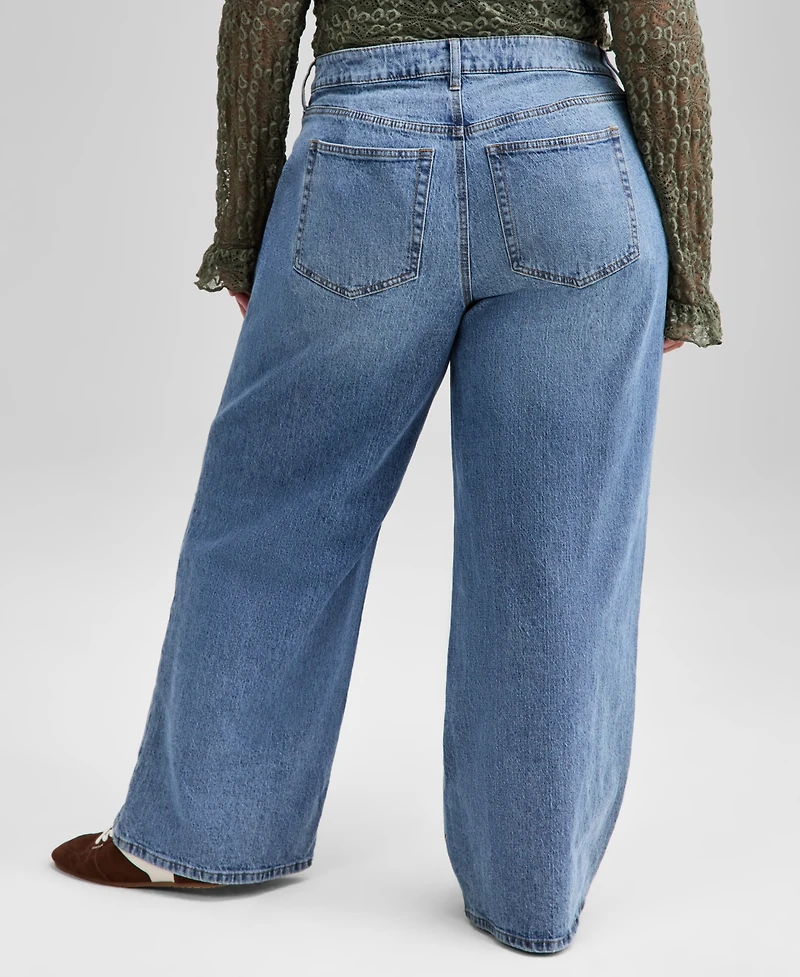 And Now This Trendy Plus Size Studded High-Rise Wide-Leg Jeans, Macy's Exclusive