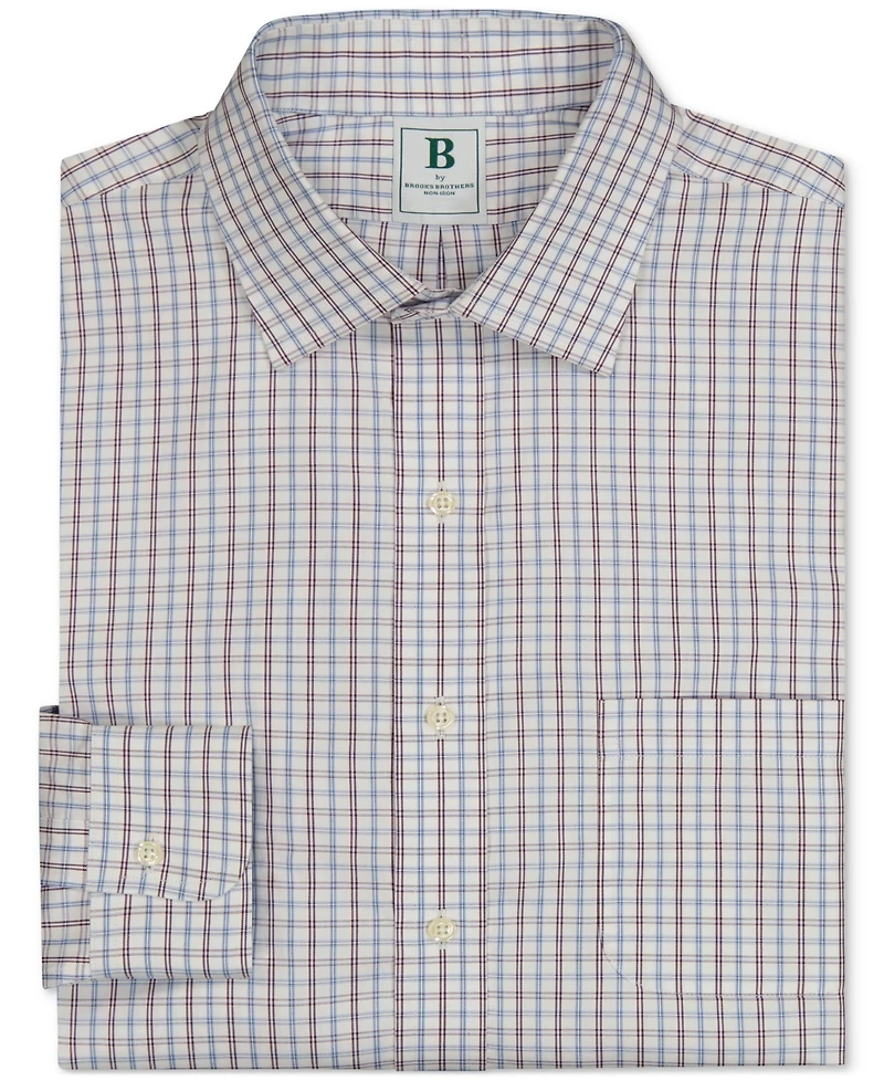 Brooks Brothers Men's Regular-Fit Spread Collar Windowpane Dress Shirt