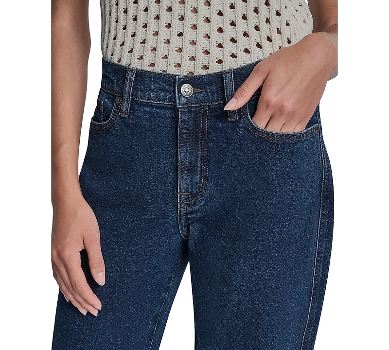 Dkny Jeans Petite Mid-Rise Barrel-Leg