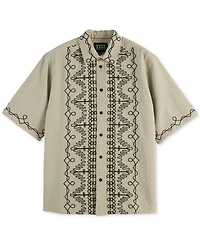 Scotch & Soda Men's Relaxed Fit Short Sleeve Embroidered Button-Front Shirt