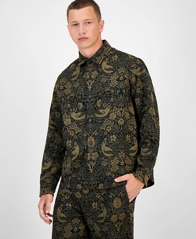 Hugo Boss Men's Erato Oversized Tapestry Button Front Shirt Jacket