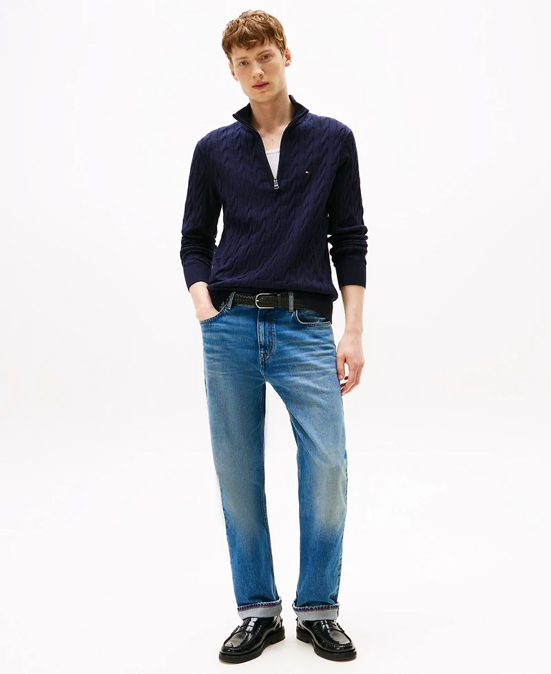 Tommy Hilfiger Men's Long-Sleeve Cable Knit Quarter-Zip Sweater